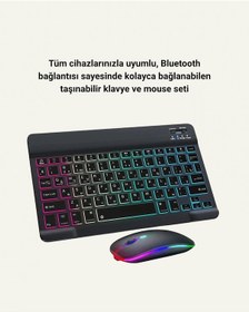 Resim Tek Türkçe Q Klavye Düzenli Rgb Kablosuz Klavye Mouse Set Najmaddin 