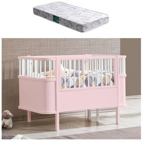 Resim Mdf Beşik 130x90 Trend Büyüyen Beşik Pembe + 1 Comfort Yatak Pembe 