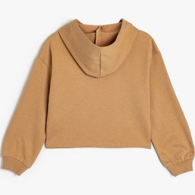 Resim Koton Kapşonlu Sweatshirt Köpek Baskılı Uzun Kollu Pamuklu Kahverengi 5wkg10557ak Kahverengi 