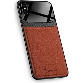 Resim Apple Iphone x Kılıf Zebana Lens Deri Kılıf Kahverengi 