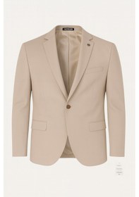 Resim Plus Scorpion Erkek Bej Blazer Ceket Slim Fit, Tek Düğmeli, Şık Spor-klasik Model Bej 