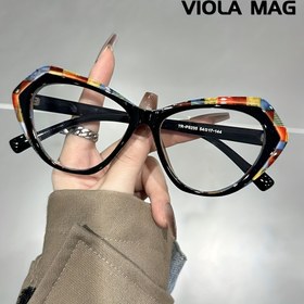 Resim VIOLA MAG Tasarımcı Mavi Işık Engelleyici Gözlükler - Yüksek Kaliteli TR Çerçeve, Şık Kedi Gözü Desenli, Rahat Metal Menteşeler, Bilgisayar Kullanımı için Tam Çerçeve Geometrik Şekil 