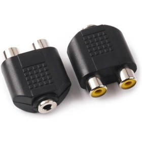 Resim 3.5mm (1/8 inç) TRS Dişi - 2 RCA Dişi Adaptör 