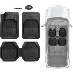 Resim WEHHLER Volkswagen Caddy 2020-2021-2022-2023-2024-2025 Kesilebilir Havuzlu ve Esnek Paspas 