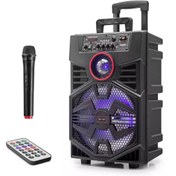 Resim AKTİF SEYYAR ANFİ EL MİKROFONLU 30CM 30W BT\u002FUSB\u002FSD LEDLİ KIMISO QS-1341 