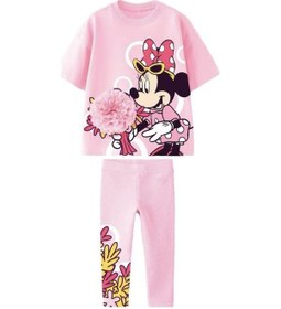 Resim Lolliboomkids Kız Çocuk 3d Aplike Çiçek Detaylı Alt Üst Takım Baskı Desen T-shirt Tayt 2 Parça Flower Çok Renkli 