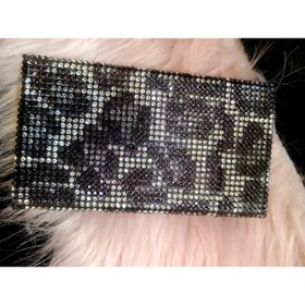 Resim NESGIFT Geniş Siyah-gümüş Leopar Swarovski Taşlı Slim (ince) Uzun Sigara Kutusu 