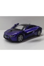 Resim Kinsmart Bmw I8 - Çek Bırak 5inch. Lisanslı Model Araba, Oyuncak Araba 1:36 Lacivert 