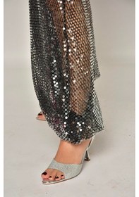 Resim Fox Shoes Y820140034 Gümüş Ayna İnce Topuklu Kadın Abiye Ayakkabı Gümüş 