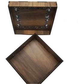 Resim Kahverengi Ahşap Mistik Işlemeli Kapaklı Takı Kutusu, Poşet Çay Kahve Kutusu, Çok Amaçlı Kutu 