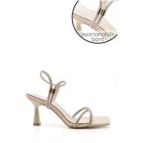 Resim Gönderi R Ten Taşlı Taşlı Bilekten Ayarlamalı Kadeh Ökçe Sandalet Ten 