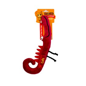 Resim PetzzCats Crody Matatabi ve Çıngırak Sesli Peluş Kedi Oyuncağı Bordo 30x8 Cm 