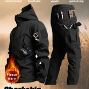 Resim Erkek Kışlık Softshell Ceket ve Pantolon Seti, Kapüşonlu, Uzun Kollu, Fermuarlı, Cepli, Yürüyüş, Kayak, Balık Tutma, Bisiklet, Açık Hava Sporları, Günlük Giyim, Antrenman ve Hafta Sonu Aktiviteleri için, Kış Sporları Ekipmanı | Kapüşonlu Ceket | Fermuarlı Ceket 