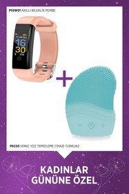 Resim Polosmart PSSW01 Akıllı Bileklik Pembe + PSC03 Yüz Temizleme Cihazı Turkuaz Özel Set 