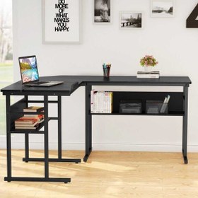 Resim Zizuva Tasarım 180+150x60x75 CM L Model Siyah Çizim ve Çalışma Masası 