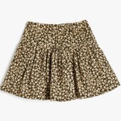 Resim Koton Çiçekli Pazen Etek Pileli Beli Lastikli Pamuklu Yeşil Desenli 5wmg70008aw Yeşil 