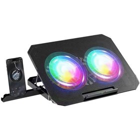 Resim Büro Ev Ofis İçin Çift Fanlı Rgb Işıklı Standlı Notebook Soğutucu 