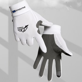 Resim 1 Çift Erkek Spor Balıkçılık Eldiveni, Kaymaz Nefes Alabilir Tam Parmak Tasarımı, Açık Hava Bisiklet & Tekne Kullanım İçin, Polyester, Beyaz & Gri & Siyah & Pembe SONIA Nakışlı 