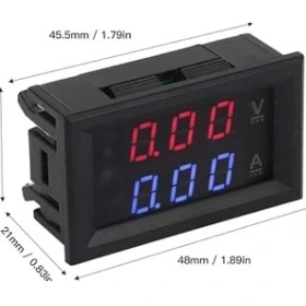 Resim Dijital Dual Voltmetre Ampermetre Volt Akım Ölçer Dc 0-100V 10A Kırmızı-Mavi, Voltmetre, Ampermetre 