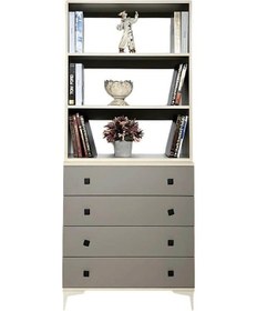 Resim Deniz Çekmeceli Şifonyer Ve Kitaplık Set Vizon Renk Mdf Gürgen Ağacı Ayaklı Diğer 