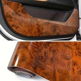Resim 50cm x 150cm Ahşap Desenli Vinil Kaplama - PVC Malzeme, Kırmızı Ahşap Deseni, Kendinden Yapışkanlı Araba İç ve Dış Dekorasyon için Sticker 