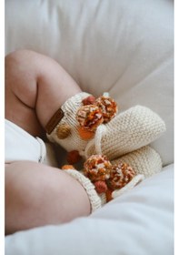 Resim Oh La La Koala Ponponlu Örgü Patik Bebek 0-12 Ay Ekru 