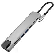 Resim Ally 8 Port Usb 8In1 3.0 Type-C Hdmi 3Xusb 2 Pd Rj45 Hub Adaptör 