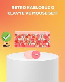 Resim Tek Renkli Retro Tuş Takımlı Klavye 3 Cihaz Bağlantısı, Medya Kısayol Tuşları Najmaddin 