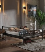 Resim Unimet Manyas Çift Kişilik Ferforje Metal Karyola-siyah (AHŞAP LATALI) 