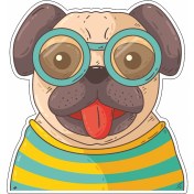 Resim Sticker Usta Gözlüklü Sevimli Köpek Sticker 00273 