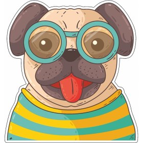 Resim Sticker Usta Gözlüklü Sevimli Köpek Sticker 00273 