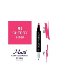 Resim Çift Uçlu Marker Grafik Çizim Kalemi 5 Kiraz Kırmızı 