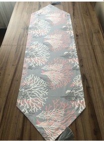 Resim Gri Zemin Pembe Beyaz Mercan Desenli Runner Çok Renkli 