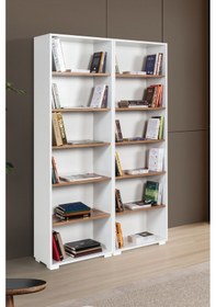 Resim 8221 Evm Kitaplık , Kapaksız , 12 Bölmeli , 10 Raflı , Beyaz - Söğüt , Ofis , Çalışma Odası , Salon Beyaz 