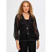 Resim Faik Sönmez Metal Düğme Detaylı Delik İşi Kadın Ceket W26HRK001 (UW26HRK001) 