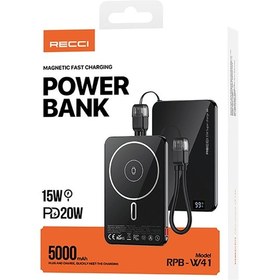 Resim Recci Rpb-w41 Pd 20w Ultra İnce Hızlı Şarj Özellikli Type-c Kablolu Powerbank 15w 5000mah Siyah Siyah 
