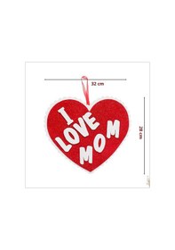 Resim I Love Mom Simli Eva Sarkıt Kalp Süs - 32 Cm 