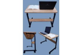 Resim Die Grup Yükseklik Ayarlı Tekerlekli Laptop Sehpası, Oval Kenar Tasarım, 80 cm 