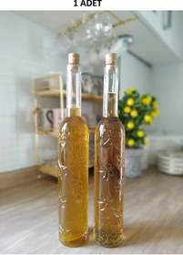 Resim Practika Toskana Yağdanlık Yaprak Motifli Dekoratif Şık Mutfak Yağdanlık Mantar Tıpalı - Sirkelik Şişe 