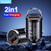 Resim XJDR 2'si 1 Arada Hızlı Şarj USB PD Type-C Araba Şarj Adaptörü iPhone 15 14 13 Pro Max için 