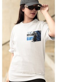 Resim Kanye West Rapper Şarkıcı Sırt Baskılı Unisex Oversize Tişört Beyaz 