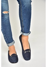 Resim Fox Shoes R667001402 Lacivert Hakiki Deri Süet Kadın Babet Lacivert-süet Lacivert 