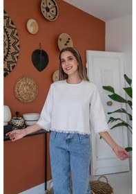 Resim Ge Ticaret Beyaz Püskül Detaylı Bluz Beyaz 