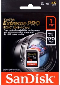 Resim Sandisk Extreme Pro SDSDXXY-1T00-GN4IN 1 TB SDXC Class 10 UHS-I Hafıza Kartı 