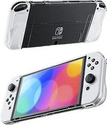 Resim RHOTALL Nintendo Switch OLED ile Uyumlu Şeffaf Koruyucu Kılıf, Anahtar OLED Konsol için Yerleştirilebilir Sert Kabuk, Joycon Controller için Rahat Kavrama Tasarımlı Yumuşak Kapak 