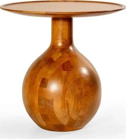 Resim Wood Tekli Mantar Ahşap Orta Sehpa Fiskos Çiçeklik Decorative Kahverengi 