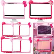 Resim Sevimli Kedi Kulaklı Bilgisayar Monitör Kapağı - Laptop, Tablet, TV için Elastik Polyester Toz Geçirmez Ekran Koruyucu (2 Boyut: 179.83cm & 240.03cm) - Pembe Fiyonk Aksesuar Dekorasyonu, Laptop Koruma, Oyuncu Estetik, Rahat Uyum, Oyuncu Dekor 