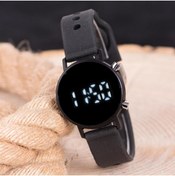 Resim Saattino Unisex Siyah Renk Yuvarlak Dijital Led Ekran Silikon Kordonlu Kol Saat St-304004 