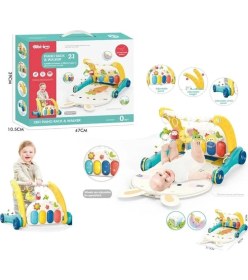 Resim Varyant Store BIB6015 -Piyanolu 2 In 1 Bebek Yürüteci ve Tavşan Desenli Mavi Oyun Halısı 