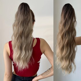 Resim YUSULAXI 55.88 cm saç tokası Kuyruk Uzatma, Su Dalga Dalgalı Kıvırcık, Yumuşak Sentetik Saç Parçası, Yüksek Sıcaklık Fiber, Unisex-Yetişkin, Temel Stil Saç Uzantıları 